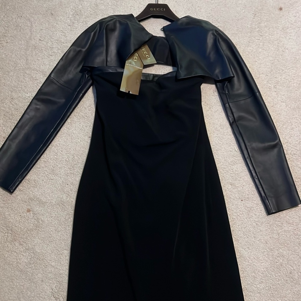 Gucci dress w/ leather bolero 🔥